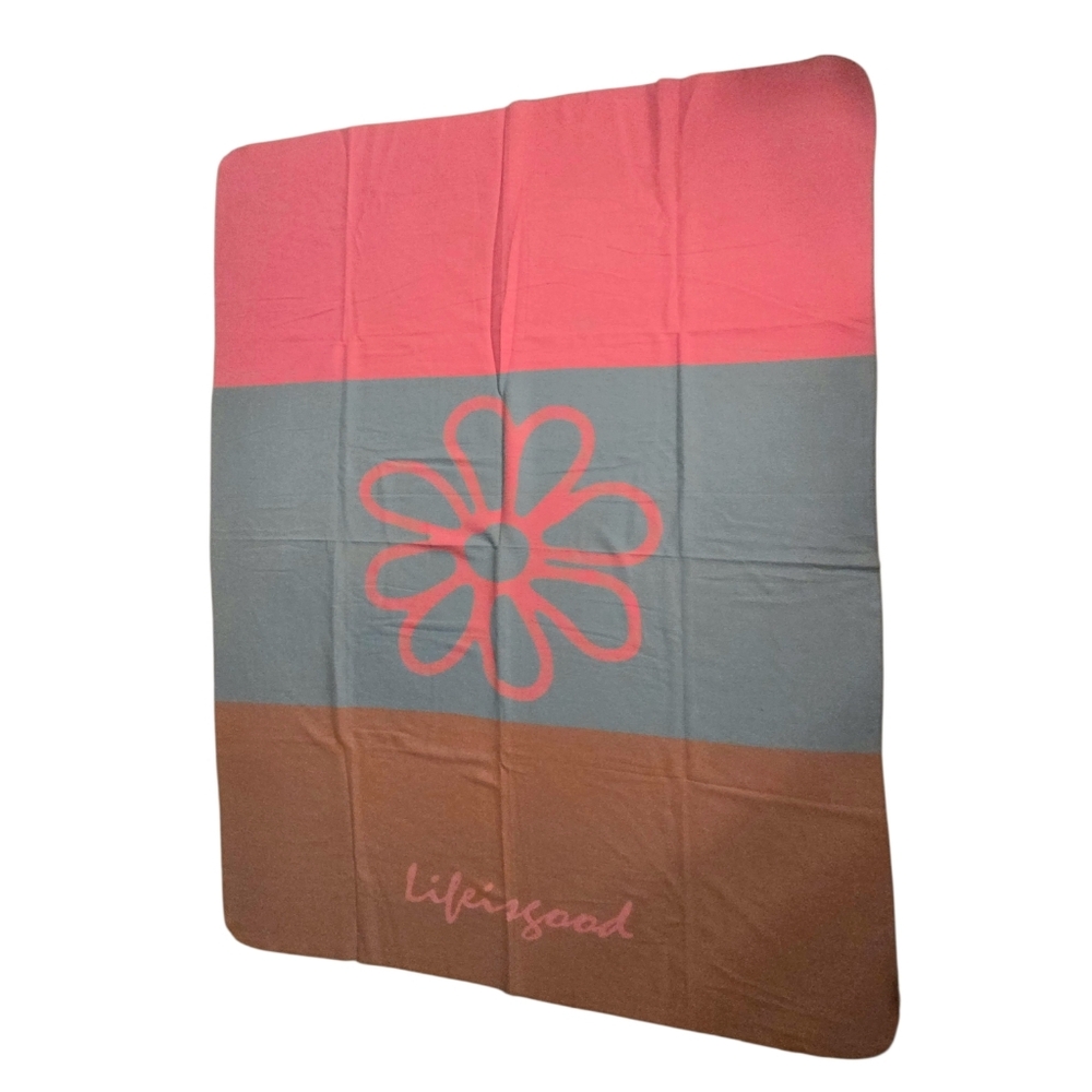 Life is Good Cotton Throw Blanket Retro Boho 70s vibe NWOT
